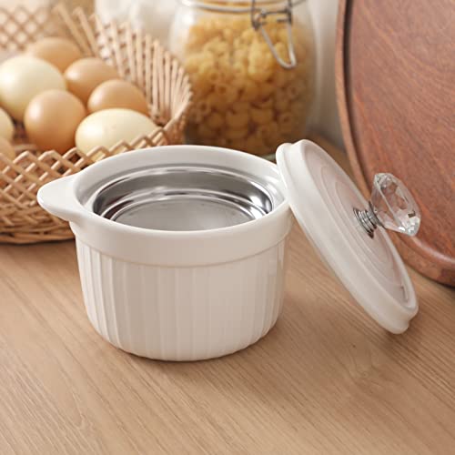 Bacon Grease Container Keeper with Crystal Lid and Strainer, 17 oz Ceramic Frying Oil Storage Can Container for Countertop (Silver) by HAOTOP - Image 7