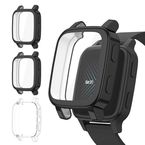 Wanme Cover per Garmin Venu Sq 2/Sq 2 Music/Venu Sq/Sq Music, 3 Pezzi Custodia Silicone Protezione per Garmin Venu Sq, Protezione Pellicola Custodia con Copertura Completa