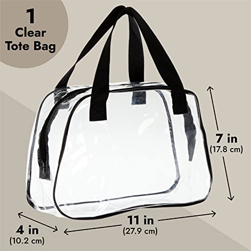 Zodaca Clear Bag for Stadium Events - 11 x 4 x 7 in, Clear PVC Plastic - Stadium-Approved Tote Bag with Zipper & Handles - Concerts, Music Festivals, Sporting Events, Work & Gym4