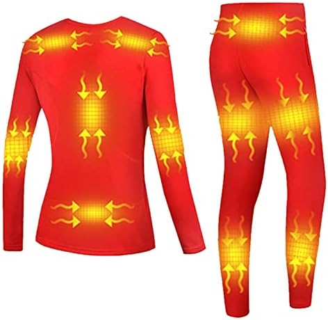 XIALIUXIA Women Heated Underwear, USB Heated Thermal Underwear Set Keep Warm for Autumn Winter, for Base Layer Women Cold Weather Top, Bottom