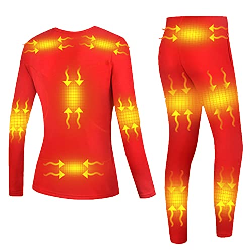 Xialiuxia Women Heated Underwear, Usb Heated Thermal Underwear Set Keep Warm For Autumn Winter, For Base Layer Women Cold Weather Top, Bottom #TOP2