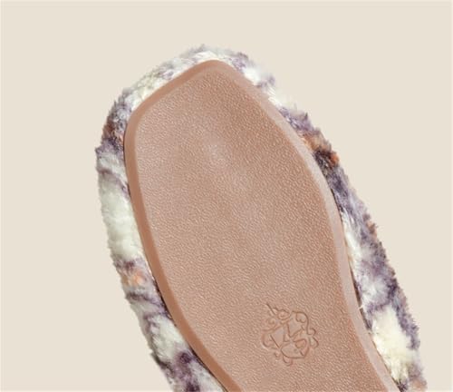 Furry Plaid Sandals for Women Men High Class Luxurious Fleece Lined Slippers Elegant Non-slip House Shoes Indoor Outdoor4