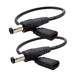 jasavdio 2Pack 8inch DC 5.5mm x 2.5mm Male to Micro USB 5pin Female DC Power Supply Extension Adapter Cable 22AWG 3A