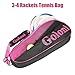 Goloni Tennis Bag 3-4 Racquets with Front Extral Pocket for Other Essentials,Tennis Rackets Bag with Removable Shoulder Strap,Pink
