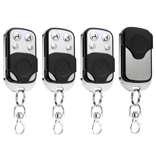 4Pcs Mando Garaje Universal 433.92Mhz Mando a Distancia Duplicador con 4 Botones Clonador Puerta Garaje Codigo Fijo Control Remoto Inalámbrico Automático Garage Gate Openers Batería Incluida