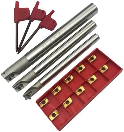JTR 3pcs 90 Degree BAP300R End Mill Holders Indexable Inserts Tool Holder with 10pcs APMT1135PDER Milling Inserts for Machining Steel, Cast Iron