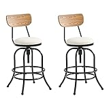Watson & Whitely Adjustable Swivel Bar Stools with Back, Fabric Upholstered Counter Height Bar Stool...