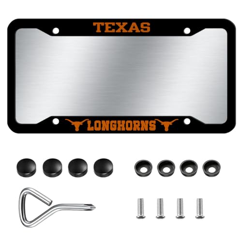 1PC Aluminum License Plate Frames for Texas Longhorns,Metal Matte Black