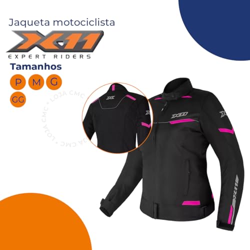 Jaqueta Feminina/Masculino Moto Motociclista X11 Guard2 (BR, Alfa, P, Regular, Regular, FEMININO/ROS