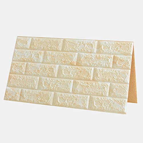 Adhesivos De Pared Papel Tapiz Para El Hogar Papel Tapiz Autoadhesivo Estéreo Grueso Patrón De Ladrillo De Mármol 3D Sala De Estar Dormitorio TV Fondo Decoración De La Pared Pegatinas -5pcs,Yellow