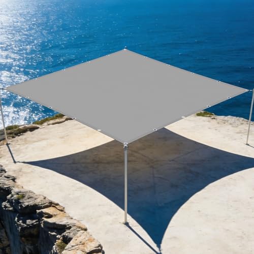 Voile d'ombrage rectangulaire 3.4x3.5m gris clair avec cordons
