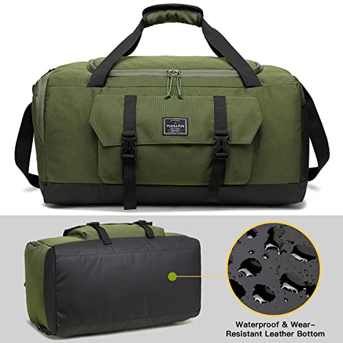 Tuguan Duffle Bag 55L Large Gym Bags For Men Casual Weekender Overnight Bag For Women Lightweight Travel Duffel Bags With Shoes Compartment, Green #TOP5