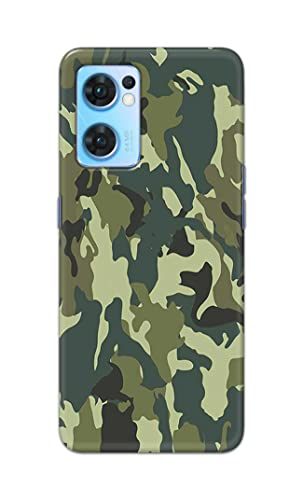 Image of Printed Hard Back Cover Case for Oppo Reno7 5G | Oppo Reno 7 5G Back Cover (Green Army Camouflage) -1803