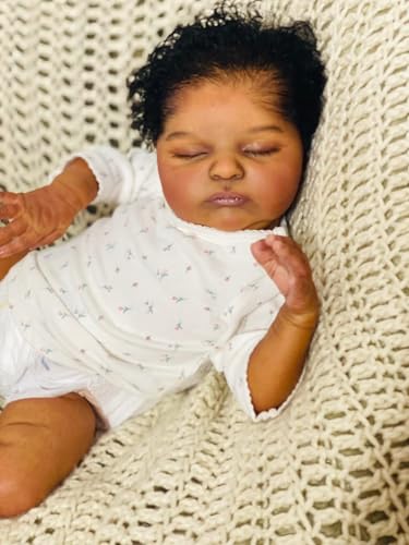 Muñeca Reborn Bebé Niña Negra 46 cm Realista miniatura 3