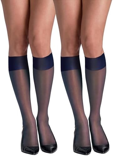 Hanes Women's Silk Reflections Silky Sheer Knee Highs, Reinforced Toe, Knee-High Stockings