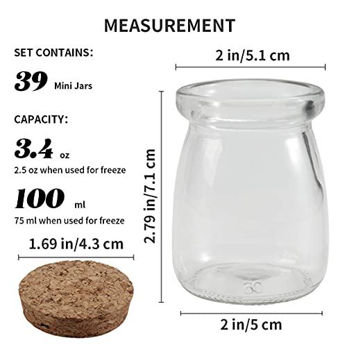 OAMCEG 39 PCS Glass Jars with Cork Lids 3.4oz Small Yogurt Jars Mini Candle Jars Little Pudding Jars Glass Favor Jars Mason Jars, Glass Containers with Lids & 50m String (Set of 39, 100ml) - Image 3