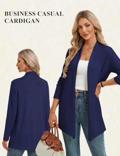 GRACE KARIN Women's Lightweight Long Sleeve Cardigan Sweaters Open Front Knit Draped Cardigans Summer Casual Coats(Navy,Large) — view 4