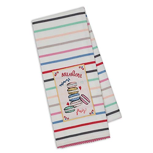 Eiffel Tower & Macarons Embellished French Parisian Kitchen Towels, Set Of 2 Flat Woven Towels For Paris Kitchen Decor, French Kitchen Towels #TOP1