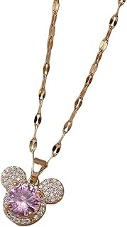 QYYZTQY women's jewelry New 2025 Stainless Steel Big Zircon Cartoon Mouse Head Necklaces Women Hers Cute Crystal Accessories Gifts Friends Fans With For You jewlery