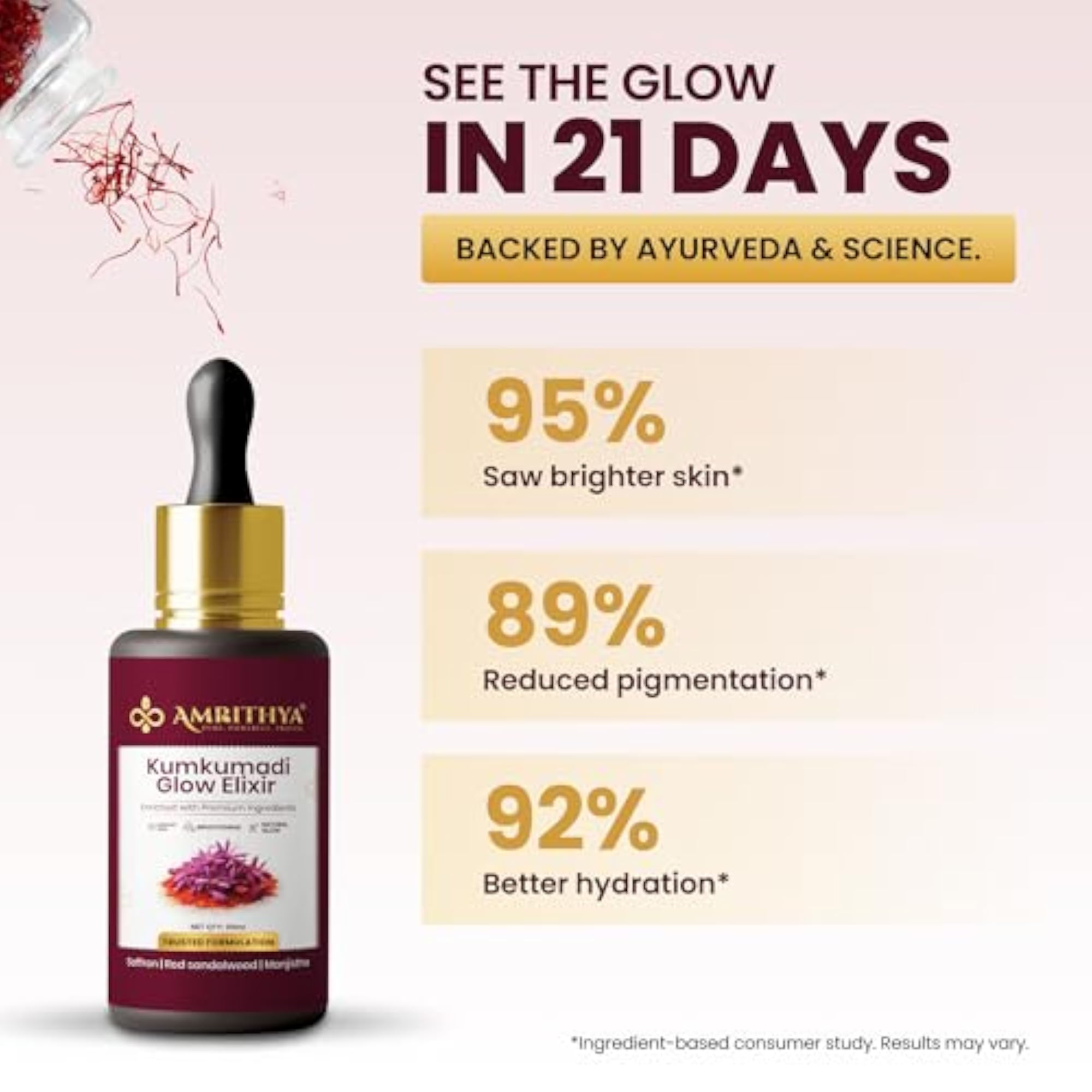 Kumkumadi Glow Elixir, Saffron Face Oil Serum
