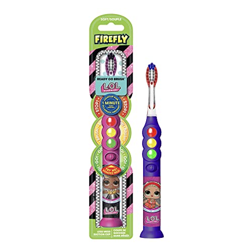Firefly Ready Go Light Up Timer Toothbrush, L.o.l. Surprise!, Premium Soft Bristles, 1 Minute Timer, Less Mess Suction Cup, Battery Included, Easy Storage, Dentist Recommended, Ages 3+, 1 Pack #TOP17