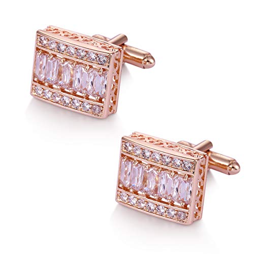 Weimanjewelry Cubic Zirconias Cz Classic Cufflinks For Men Wedding Business Shirts (Rose Gold 1) #TOP24