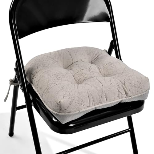 Glyzia Marble Pattern 3" Chair Cushion for Dining Chair, Filling Bite-Size Memory Foam U-Shaped Seat Cushions for Kitchen Chairs, Non-Slip Indoor Chair Pad with Ties, 1 PCS, Wood Color