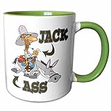 3dRose Jackass Jack Riding an Ass Donkey 11oz Two-Tone Green Mug