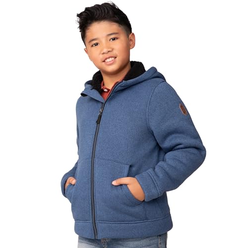 Free Country Boys Fleece Jacket Hoodie Warm Sherpa Lined Zip Sweatshirt Kids Outwear Winter Jackets for Boys - Coyote