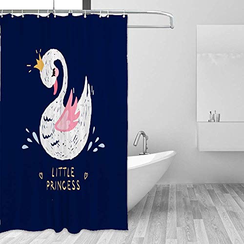 Rideau de douche imperméable en polyester à motif cygne pour bloquer les éclaboussures