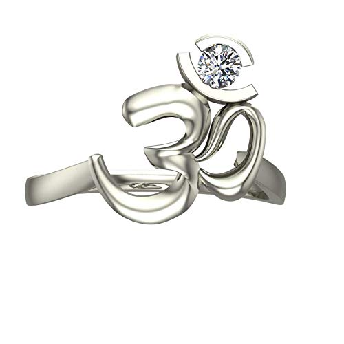 Image of DISHIS 14K /18K White Gold Diamond BIS Hallmarked OM-Ring for Women