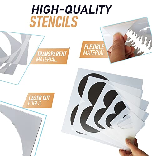 5Pcs Reusable Painting Stencils,Plastic Art Craft Templates On Wood Wall Fabric Paper Home Décor Diy 4" To 12" (Heart) #TOP2