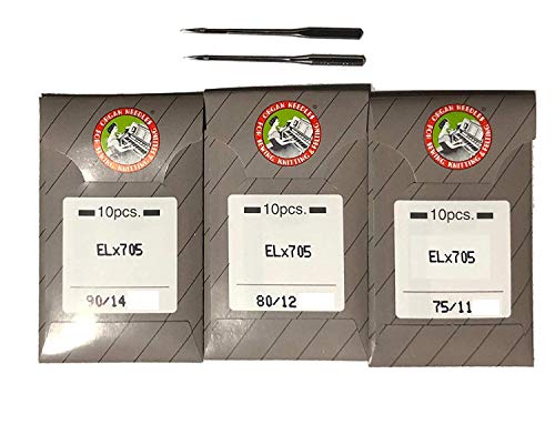 30 Piece Organ Serger Needle Elx705 705 2022 Chain Stitch Flat Shank