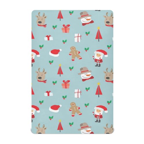 Moudou Christmas Santa Claus Playard Sheet for Boy Girls, Soft Breathable Fitted Toddler Sheet for Standard Playard Bed Mattress, 39 x 27 x 5 Inch