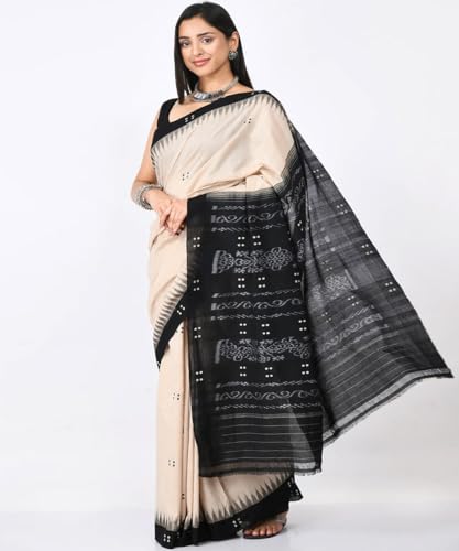 Image of Nuapatna Cotton Saree of Odisha Ikkat Orissa Traditional Handloom Sari | Bomkai | Pata | Nuapatana | sambalpuri saree | khandua patta sare | without Blouse S6