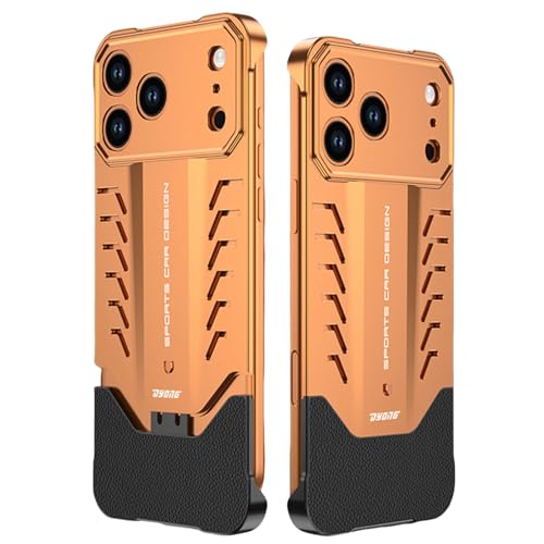 Coque sans cadre en métal pour iPhone 17 Pro orange en aluminium