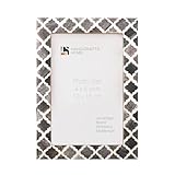 Handicrafts Home Grey and White Picture Frame 4x6, Moroccan Bone & Resin Inlay Decorative Photo Frame, Handmade Modern Farmhouse Picture Frame for Wall or Tabletop, Gallery Wall & Living Room Decor