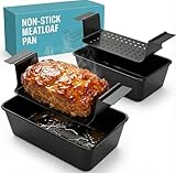Spmarkt 2 Pack Meatloaf Pan with Drain Tray - Non-Stick Loaf Pan Set with Insert, Healthy Grease-Free Baking, Heavy Duty Steel, Easy Release & Clean, 9x5 Inch Oven Safe Bread Pan