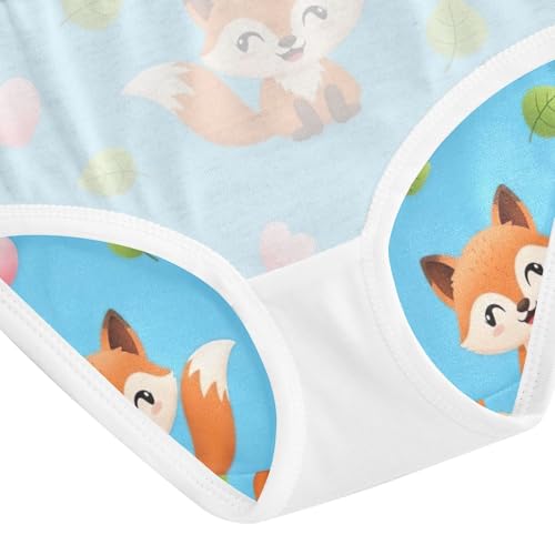 Toddler Briefs, Cute Cartoon Foxes Blue Girls Underwear Cotton, 2T–8 Years4