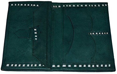 Treasures Of Morocco Handmade Moroccan By-fold Leather Wallet Large Vintage Exquisite Handy Dark green3