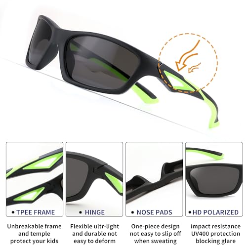 FEISEDY Kids Polarized Sunglasses TR90 Sports Cycling Glasses UV400 for Boys Girls Age 3-10 B01604