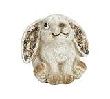 mucHome Gartenfigur Hase, grau-braun, Höhe 13cm aus Polyresin für Garten, Blumenbeete Figur Kaninchen (Hase)