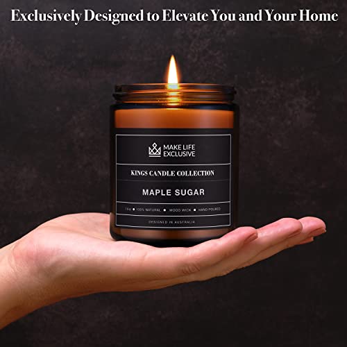 Scented Candles For Men | Maple Sugar Scented Jar Candle | Wood Wick, Long Lasting, Masculine Scents | Natural Soy Jar Candle For Home, Mancave & Bacehlor Pad | The Perfect Mens Gift. #TOP4