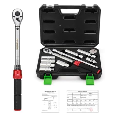 TecoTek 11Pcs 3/8" Drive Spark Plug Socket Set with Click Torque Wrench, Spark Plug Gapper, Universal Joint, Extension Bar, 9/16", 5/8", 3/4", 13/16", 14, 16 and 18mm, CR-V Sockets with Rubber Rings Cover