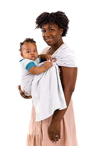 Koru Carrier Linen Ring Sling Baby Carrier For Infants And Toddlers | Perfect Baby Shower Gifts Moms Dads | Luxury Double-Layer Soft Sling For Babies 8-35 Lbs - Storm (Silver Ring/Matte) #TOP2