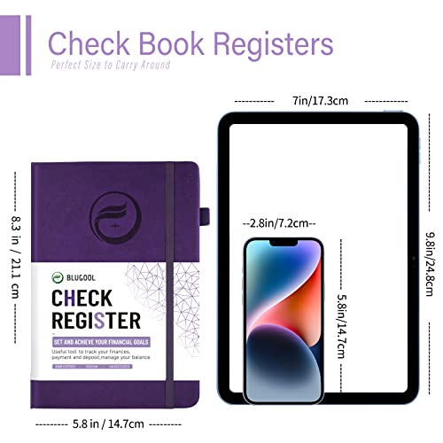 Check Registers For Personal Checkbook, Blugool Checkbook Register With Check & Transaction Registers, Accounting Ledger Log Book For Personal And Work, 5.8" X 8.3" (Purple) #TOP5