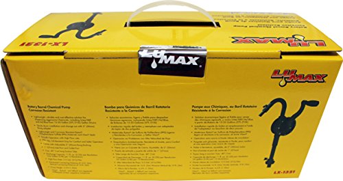 Lumax Lx-1321 Black Corrosion Resistant Rotary Barrel Pump. Fits 15 To 55 Gallon Drums With Standard 2” Bung Opening. Also Suitable For Transferring Petroleum Based Fluids Of Light To Medium Viscosity #TOP3