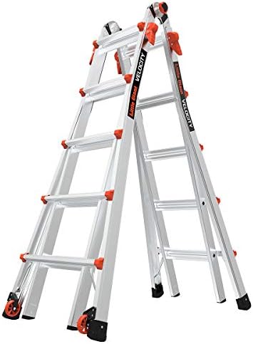 Little Giant Ladders, Velocity with Wheels, M22, 22 Ft, Multi-Position Ladder, Aluminum, Type 1A, 300 lbs Weight Rating, (15422-001)