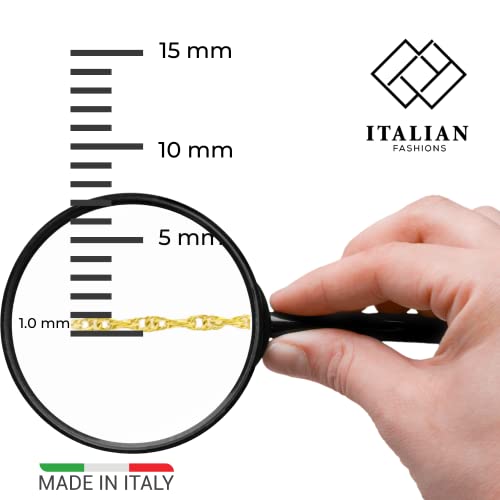 14K, 10K Yellow or White or Rose Solid Gold Italian Diamond Cut 0.8 mm-1.2 mm Rope and Mirror Cable Chain Necklace Thin & Strong gold chain Thin And Lightweight MADE IN ITALY3