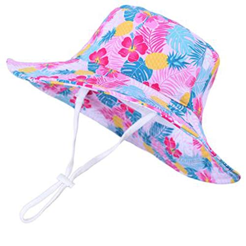 HYSGM Baby Sun Hat Bucket Hat Boys Girls Cap Toddler Kids Adjustable Beach Hats Summer Sun Protective Wide Brim Fisherman's Hat (48, Hot Pink)